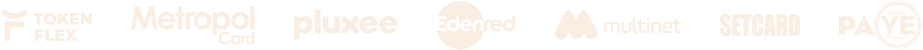 Geçerli yemek kartları: Edenred, Pluxee, Multinet, Setcard, Metropol Card, Token Flex, Paye Card
